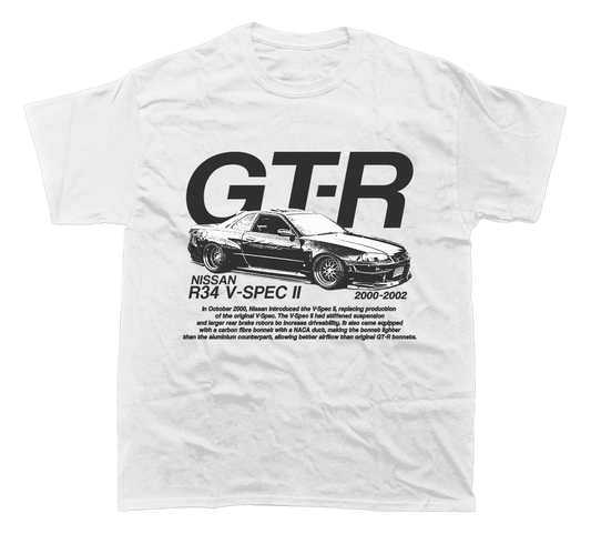 R34 GTR V-SPEC II NISSAN GRAPHIC T-SHIRT