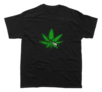 SMOKING POT LEAF CARTOON T-SHIRT