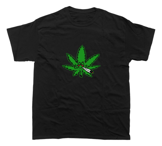 SMOKING POT LEAF CARTOON T-SHIRT